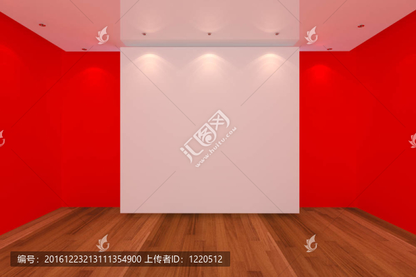 空房間紅墻木地板