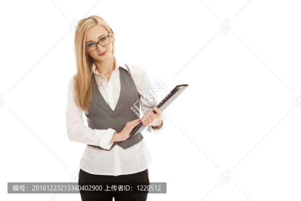 年輕的succsessfull商業(yè)女性孤立在白色背景
