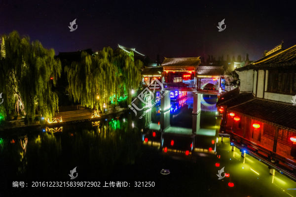 臺(tái)兒莊古城河岸夜景