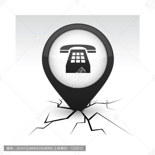 電話黑色圖標(biāo)裂縫。