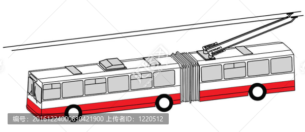 白色背景下無軌電車剪影；圖