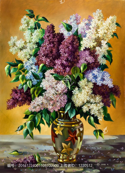花瓶里的丁香花束