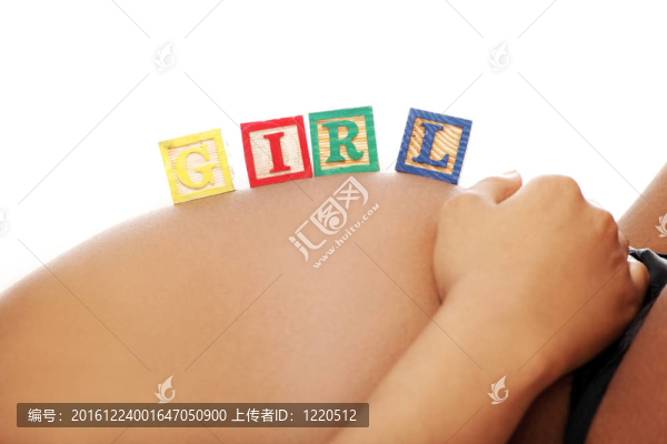 晚期妊娠的腹部。