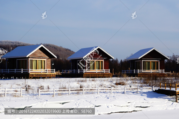 歐式木屋別墅雪景