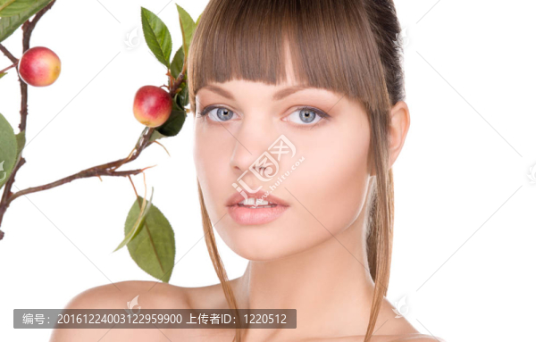 可愛(ài)的女人與蘋(píng)果枝