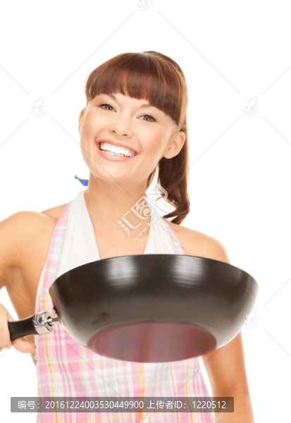 帶煎鍋的家庭主婦