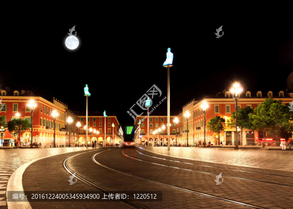廣場(chǎng)馬塞納廣場(chǎng)Nice的夜晚