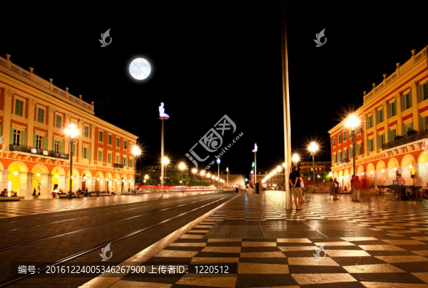 廣場馬塞納廣場Nice的夜晚
