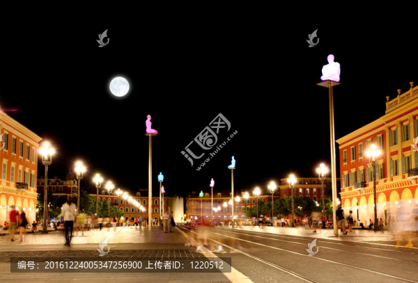 廣場馬塞納廣場Nice的夜晚
