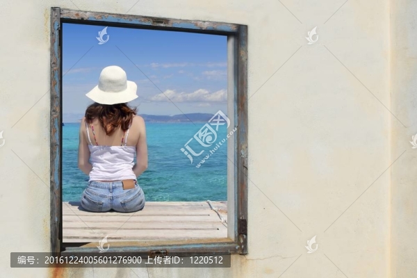 游客觀窗熱帶海綠松石
