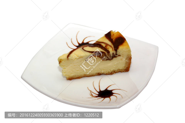 在白色背景的美食片芝士蛋糕