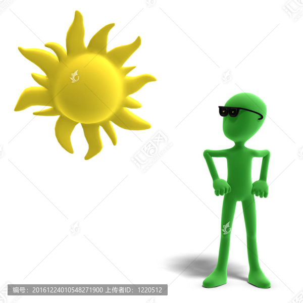 3d男性圖標(biāo)連環(huán)畫人物愛太陽。3D渲染與剪輯路徑和陰影超過白色