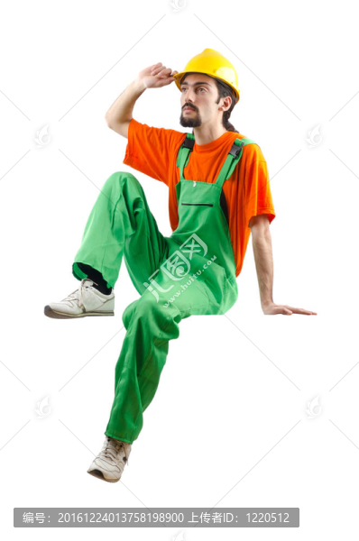 建筑工人孤立的白色
