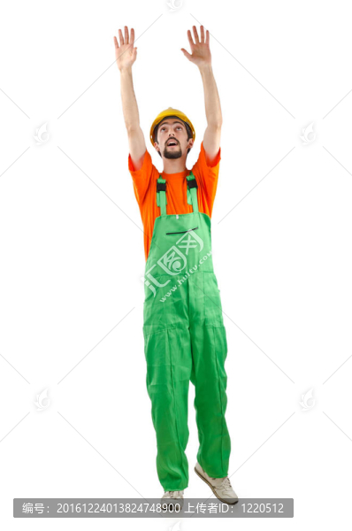 建筑工人孤立的白色