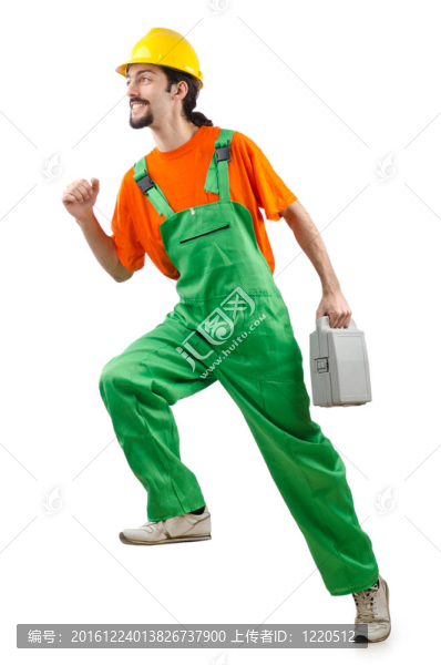 建筑工人孤立的白色