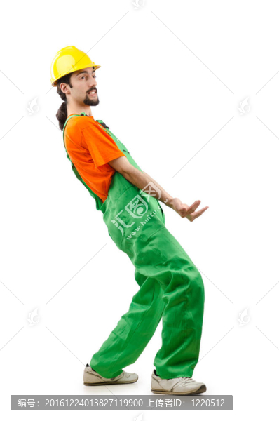 建筑工人孤立的白色