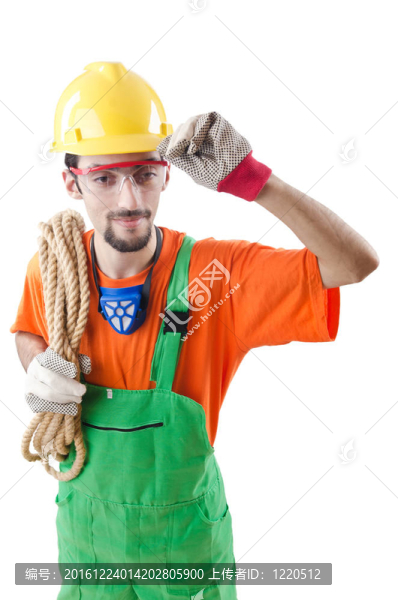 建筑工人孤立的白色