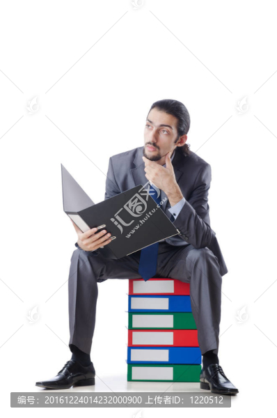 商人與許多文件夾的白色
