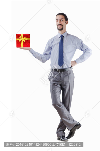 商人與白色禮品盒