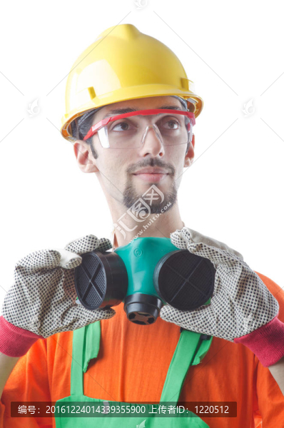建筑工人孤立的白色