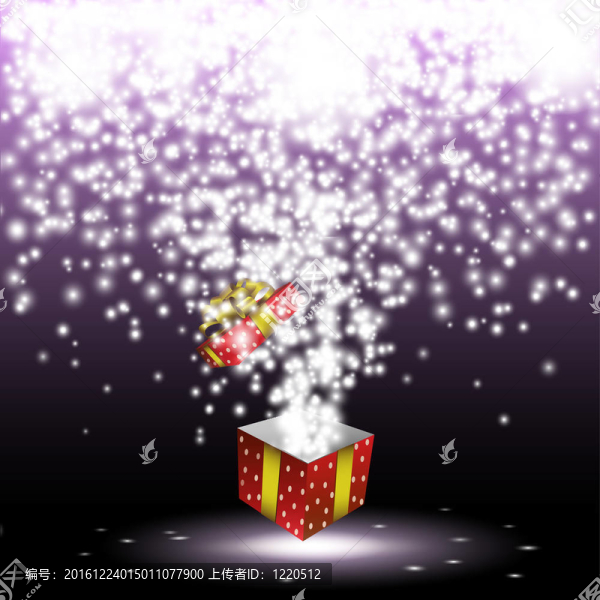 帶煙花的紅色禮品盒