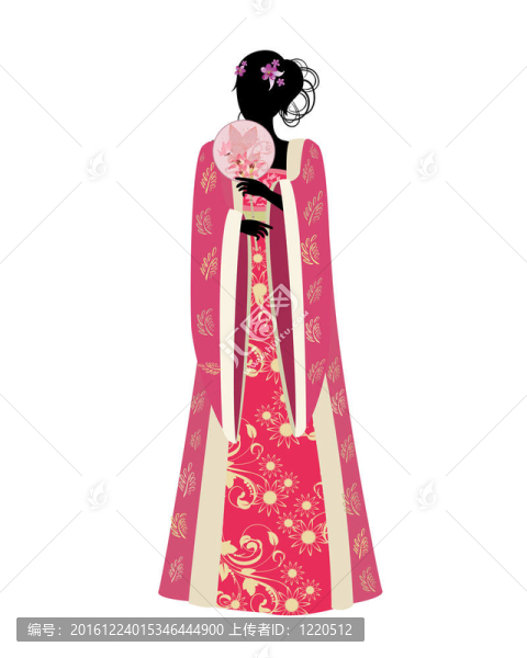 中國女人穿傳統(tǒng)服飾的扇子