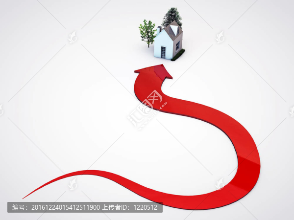 紅色箭頭指向房子