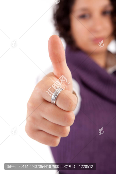業(yè)務(wù)婦女顯示拇指