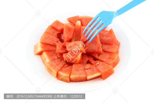 紅西瓜碟和藍(lán)叉白底。