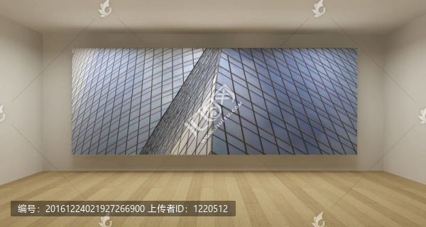 空房間與現(xiàn)代玻璃建筑圖片；3D藝術(shù)概念；潔凈空間