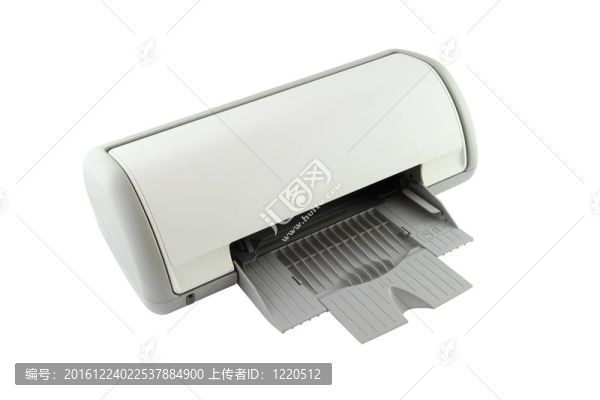 白色背景空托盤打印機(jī)側(cè)。