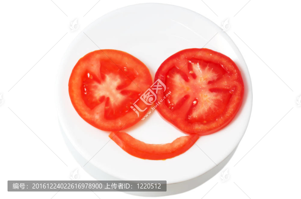 西紅柿在盤子里微笑