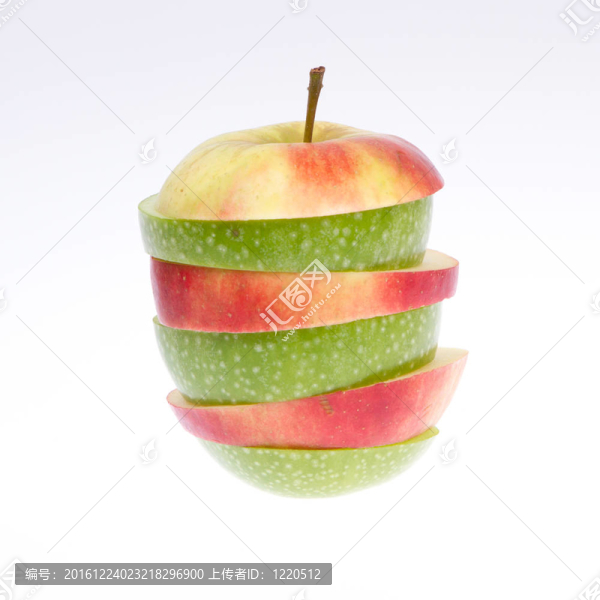 一片綠色和紅色的蘋果
