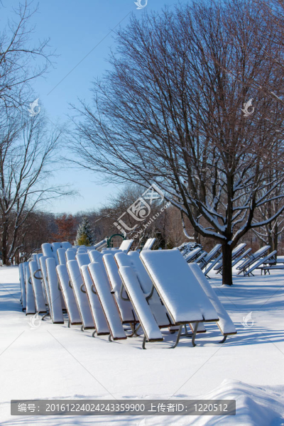 白雪覆蓋的野餐桌