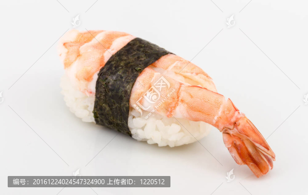 蝦壽司特寫孤立在白色背景