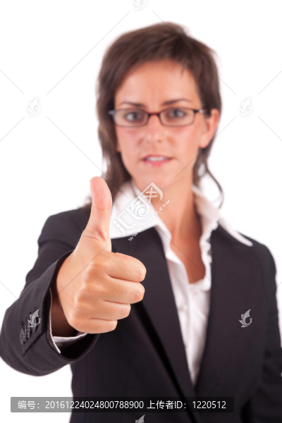 業(yè)務(wù)婦女顯示拇指