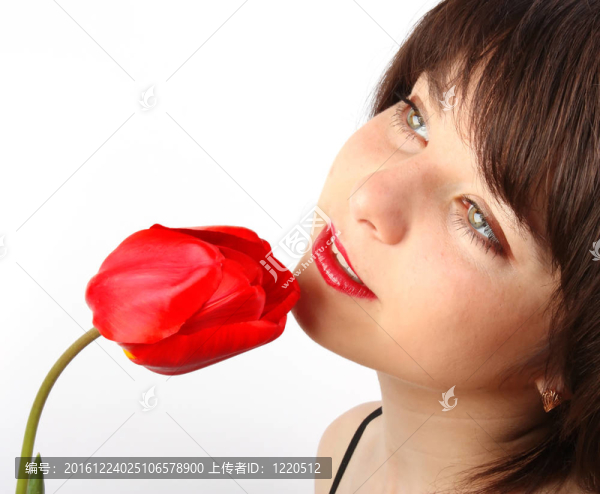 女孩和郁金香
