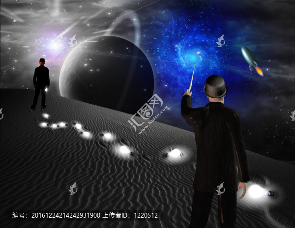 科幻小說中的人指向銀河
