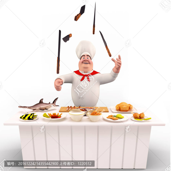 桌上有刀的廚師