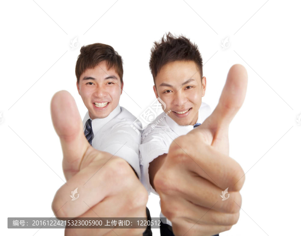 兩個(gè)快樂(lè)的亞洲商人豎起大拇指