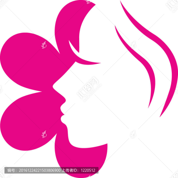 女性臉上粉紅色的圖標(biāo)孤立的白色（粉紅色）