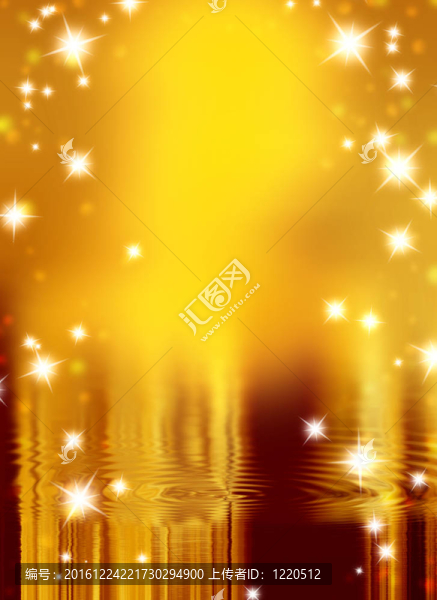 金色背景的星星和模糊的波浪