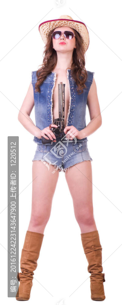 漂亮女孩配牛仔帽