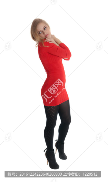 穿紅衣服的金發(fā)女郎