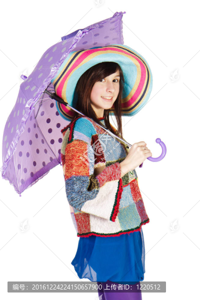 漂亮女孩帶傘