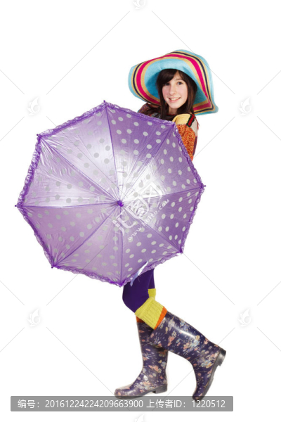 漂亮女孩帶傘