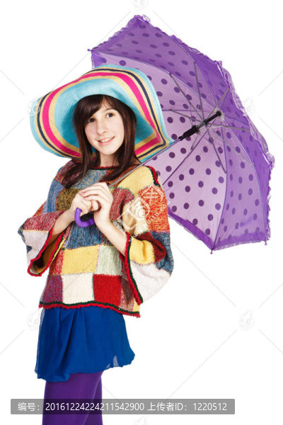 漂亮女孩帶傘