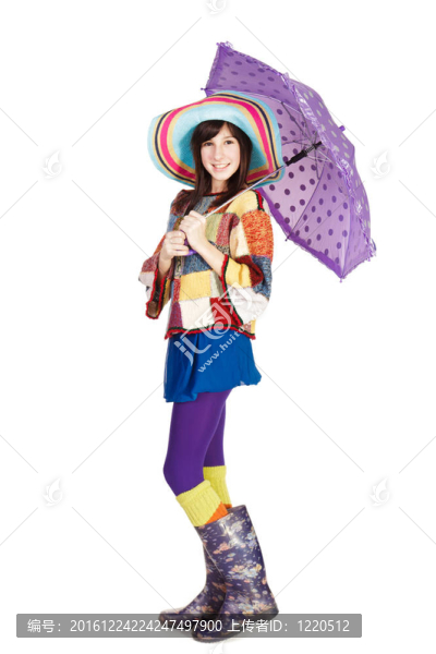 漂亮女孩帶傘