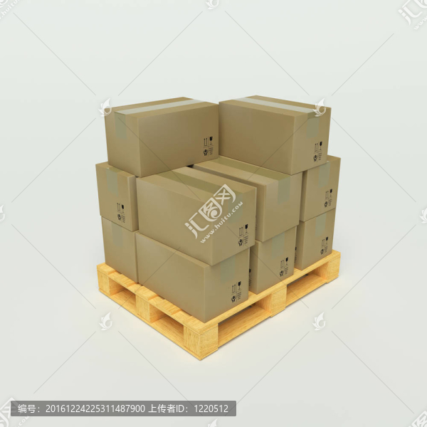 木托盤上的紙板箱