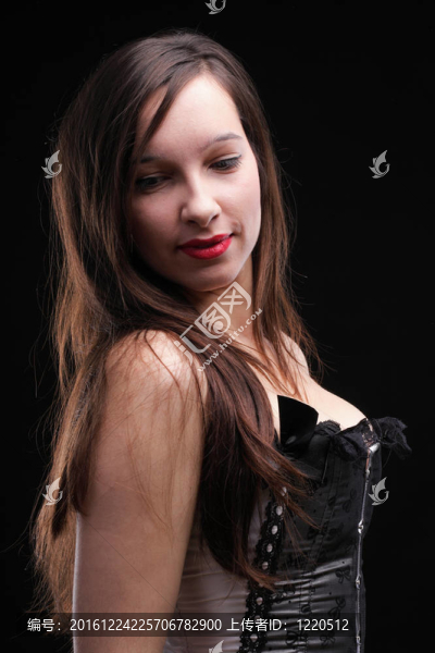 老式的黑發(fā)，我的白corselette